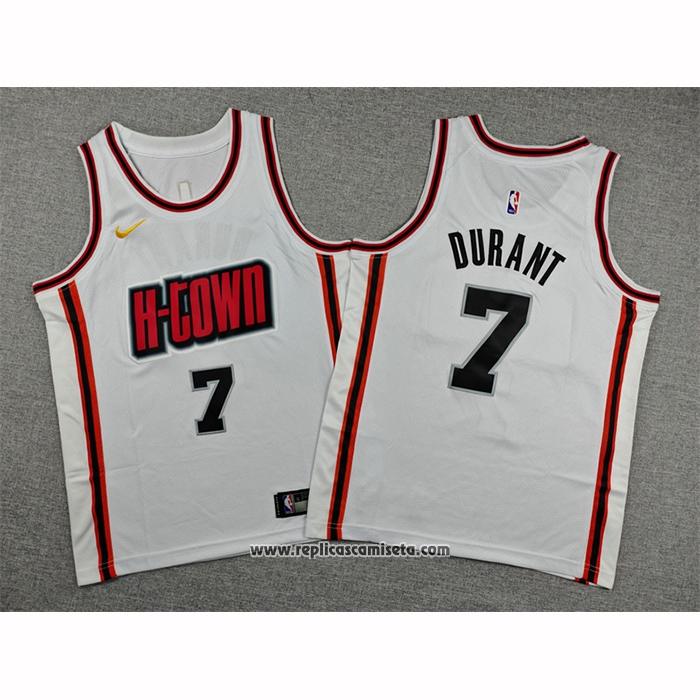 Camiseta Nino Houston Rockets Kevin Durant NO 7 Ciudad 2024-25 Blanco
